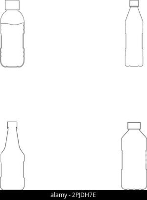Vektordarstellung aus Plastikflaschen, Liniendesign Stock Vektor