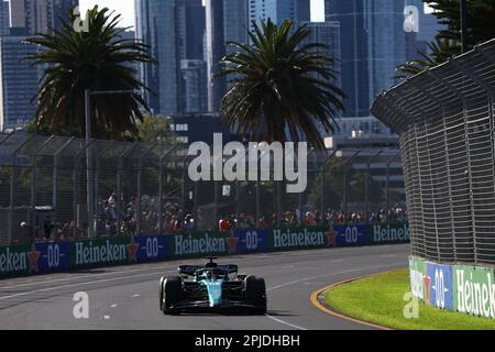 Melbourne, Australien. 02. April 2023. Lance Walk (CDN) Aston Martin F1 Team AMR23. 02.04.2023. Formel-1-Weltmeisterschaft, Rd 3, Australian Grand Prix, Albert Park, Melbourne, Australien, Wettkampftag. Das Foto sollte wie folgt lauten: XPB/Press Association Images. Kredit: XPB Images Ltd/Alamy Live News Stockfoto