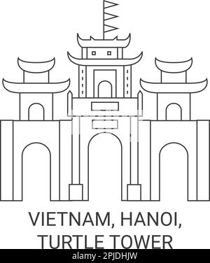 Vietnam, Hanoi, Turtle Tower Reise Landmark Vektordarstellung Stock Vektor