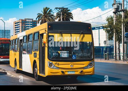 Santiago, Chile - Dezember 2022: Ein Bus in Santiago, oder Red Metropolitana de Movilidad. Stockfoto