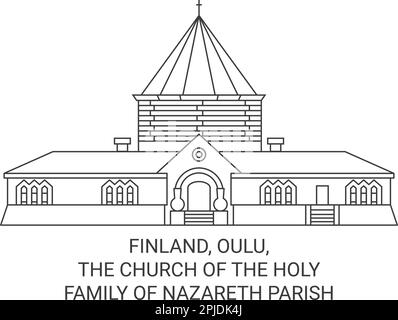 Finnland, Oulu, die Kirche der Heiligen Familie der Gemeinde Nazareth reisen als Vektorbild Stock Vektor