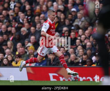 London, Großbritannien. 01. April 2023. Oleksandr Zinchenko (A) beim Spiel Arsenal gegen Leeds United EPL am 1. April 2023 im Emirates Stadium, London, Großbritannien. Kredit: Paul Marriott/Alamy Live News Stockfoto