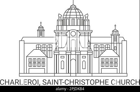 Belgien, Charleroi, Saintchristophe Kirche, Reise-Wahrzeichen-Vektordarstellung Stock Vektor