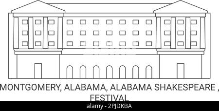 Vereinigte Staaten, Montgomery, Alabama, Alabama Shakespeare , Festival Travel Landmark Vector Illustration Stock Vektor