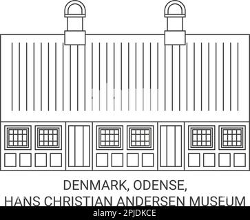 Dänemark, Odense, Hans Christian Andersen Museum reisen Wahrzeichen Vektordarstellung Stock Vektor