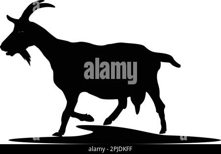 Vektorvorlage für das Logo des Ziegenkopfs mit Hörnern Stock Vektor