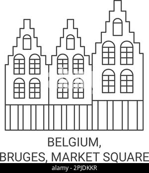Vektorgrafik für Belgien, Brügge, Marktplatz Stock Vektor