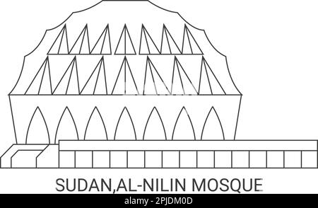 Sudan, Alnilin-Moschee, Reise-Wahrzeichen-Vektorbild Stock Vektor