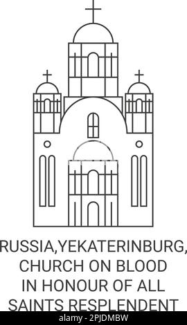 Russland, Jekaterinburg, Blutkirche zu Ehren aller Heiligen, glitzernde Reise-Wahrzeichen-Vektordarstellung Stock Vektor