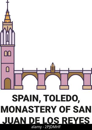 Spanien, Toledo, das Kloster San Juan De Los Reyes reisen als Vektorbild für Wahrzeichen Stock Vektor