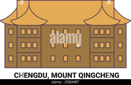 China, Chengdu, Mount Qingcheng, Reise-Wahrzeichen-Vektordarstellung Stock Vektor China, Chengdu, Mount Qingcheng, Reise-Wahrzeichen-Vektordarstellung Stock Vektor