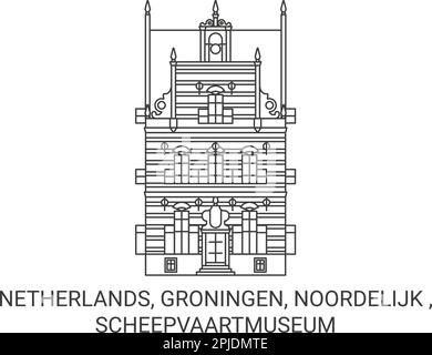 Niederlande, Groningen, Noordelijk , Scheepvaartmuseum Reise Wahrzeichen Vektordarstellung Stock Vektor