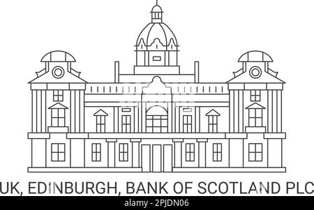 England, Edinburgh, Bank of Scotland Plc, Reise-Wahrzeichen-Vektordarstellung Stock Vektor