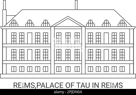 Frankreich, Reims, Palast von Tau in Reims, Reise-Wahrzeichen-Vektordarstellung Stock Vektor