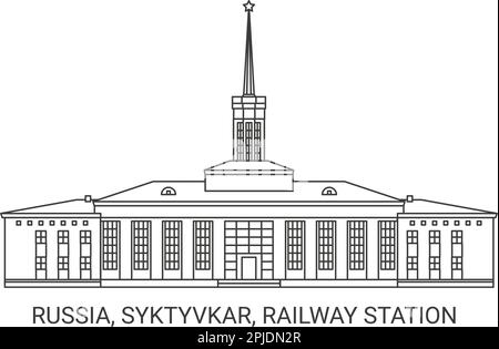 Russland, Syktyvkar, Bahnhof Reise Wahrzeichen Vektordarstellung Stock Vektor