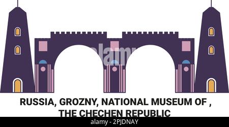 Russland, Grosny, Nationalmuseum von , die Tschetschenische Republik Reise-Wahrzeichen-Vektordarstellung Stock Vektor