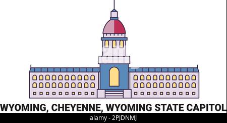 USA, Wyoming, Cheyenne, Wyoming State Capitol, Reiseziel-Vektordarstellung Stock Vektor