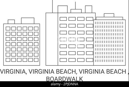 USA, Virginia, Virginia Beach, Virginia Beach, Boardwalk Reise Landmark Vektordarstellung Stock Vektor