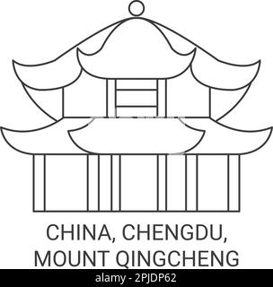 China, Chengdu, Mount Qingcheng reisen Wahrzeichen Vektordarstellung Stock Vektor China, Chengdu, Mount Qingcheng reisen Wahrzeichen Vektordarstellung Stock Vektor
