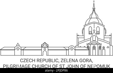 Tschechische Republik, Zelena Gora, Pilgerkirche St. Johannes von Nepomuk Reise Wahrzeichen Vektordarstellung Stock Vektor