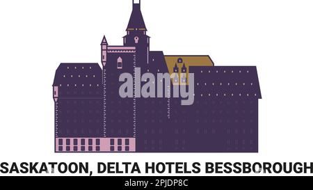 Kanada, Saskatoon, Delta Hotels Bessborough, Reise Landmark Vector Illustration Stock Vektor