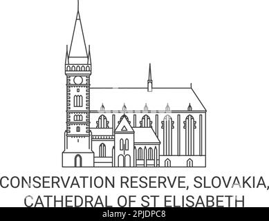 Slowakei, Kathedrale von St. Elisabeth Reise Wahrzeichen Vektordarstellung Stock Vektor