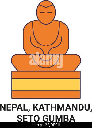 Nepal, Kathmandu, Seto Gumba Reise-Wahrzeichen-Vektordarstellung Stock Vektor