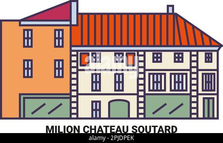 Frankreich, Saint Emilion Chateau Soutard reisen Wahrzeichen Vektordarstellung Stock Vektor