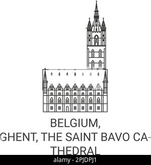 Belgien, Gent, die Kathedrale von Saint Bavo reisen als Vektorbild Stock Vektor