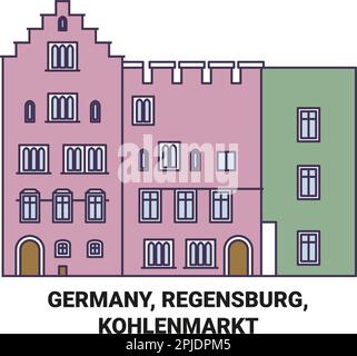 Deutschland, Regensburg, Kohmarkt Reise-Wahrzeichen-Vektordarstellung Stock Vektor