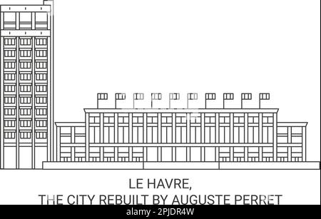 Frankreich, Le Havre, die Stadt, die von Auguste Perret umgebaut wurde, ist eine Vektordarstellung Stock Vektor