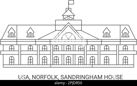 USA, Norfolk, Sandringham House, Reise-Wahrzeichen-Vektordarstellung Stock Vektor