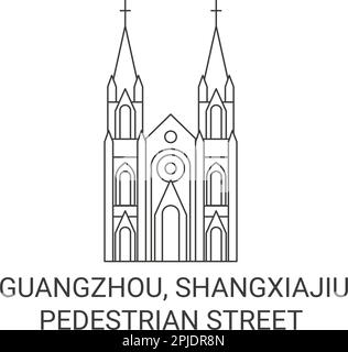 China, Guangzhou, Shangxiajiu, Fußgängerstraße, Landmarke Vektordarstellung Stock Vektor