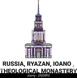 Russland, Ryazan, Ioano, Theologisches Kloster Reise Wahrzeichen Vektordarstellung Stock Vektor