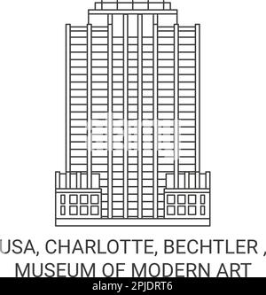 USA, Charlotte, Bechtler, Museum of Modern Art, Reiseziel-Vektordarstellung Stock Vektor