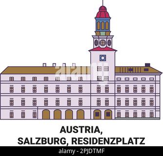 Österreich, Salzburg, Residenzplatz Reise Wahrzeichen Vektordarstellung Stock Vektor