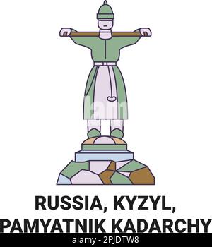 Russland, Kyzyl, Pamyatnik Kadarchy Reise-Wahrzeichen-Vektordarstellung Stock Vektor