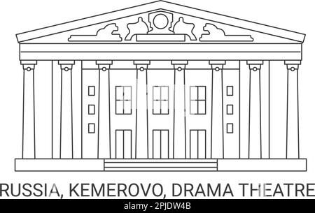 Russland, Kemerovo, Drama Theatre Reise Landmark Vector Illustration Stock Vektor