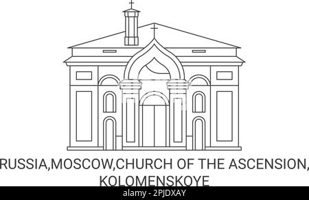 Russland, Moskau, Kirche des Aufstiegs, Kolomenskoye Reise-Wahrzeichen-Vektordarstellung Stock Vektor