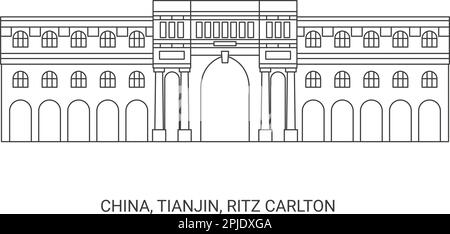 China, Tianjin, Ritz Carlton Reise-Wahrzeichen-Vektordarstellung Stock Vektor