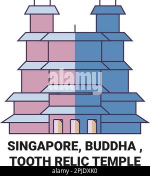 Singapur, Buddha, Zahnrelikt-Tempel Reise-Wahrzeichen Vektordarstellung Stock Vektor