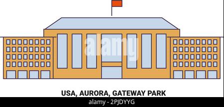 USA, Aurora, Gateway Park – Vektordarstellung für Reiseziele Stock Vektor