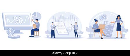 Professionelle Hilfe, Buchhaltung, Lizenzvertrag, Beratungsfirma, Steuerberater, Audit-Service, Expertenratschlag, Software-Copyright, Flat-Vector-Mod festlegen Stock Vektor