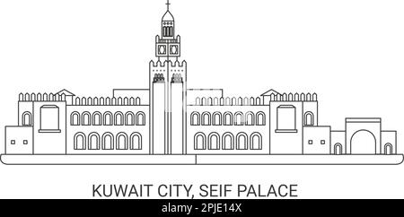 Kuwait-Stadt, Seif-Palast, Reise-Wahrzeichen-Vektordarstellung Stock Vektor