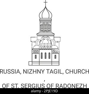 Russland, Nischny Tagil, Kirche, St. Sergius von Radonesch Reise-Landmarke-Vektordarstellung Stock Vektor