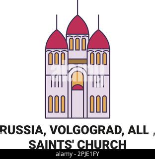 Russland, Wolgograd, Alle, Heilige Kirche Reise-Vektordarstellung Stock Vektor