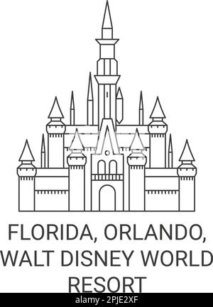 USA, Florida, Orlando, Walt Disney World Resort Reise Wahrzeichen Vektordarstellung Stock Vektor