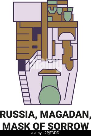 Russland, Magadan, Maske der Trauer Reise Landmarke Illustration Stock Vektor