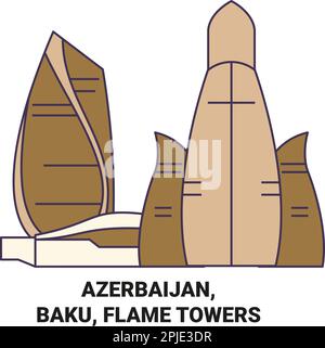 Aserbaidschan, Baku, Flammentürme reisen als Vektorgrafik für Wahrzeichen Stock Vektor