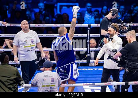 LONDON, VEREINIGTES KÖNIGREICH. 01. April 2023. Fabio Wardley gegen Michael Coffie – WBA Continental Heavyweight Title während Joshua gegen Franklin + Undercard Fight in der O2 Arena, London, Großbritannien, am Samstag, den 01. April 2023 in LONDON, ENGLAND. Kredit: Taka G Wu/Alamy Live News Stockfoto